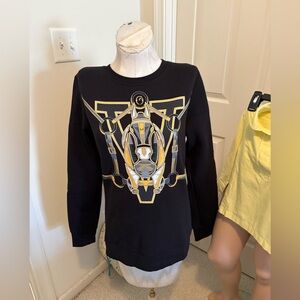 Vestrum Black Graphic Sweatshirt with gold and White Design size S nwt $240